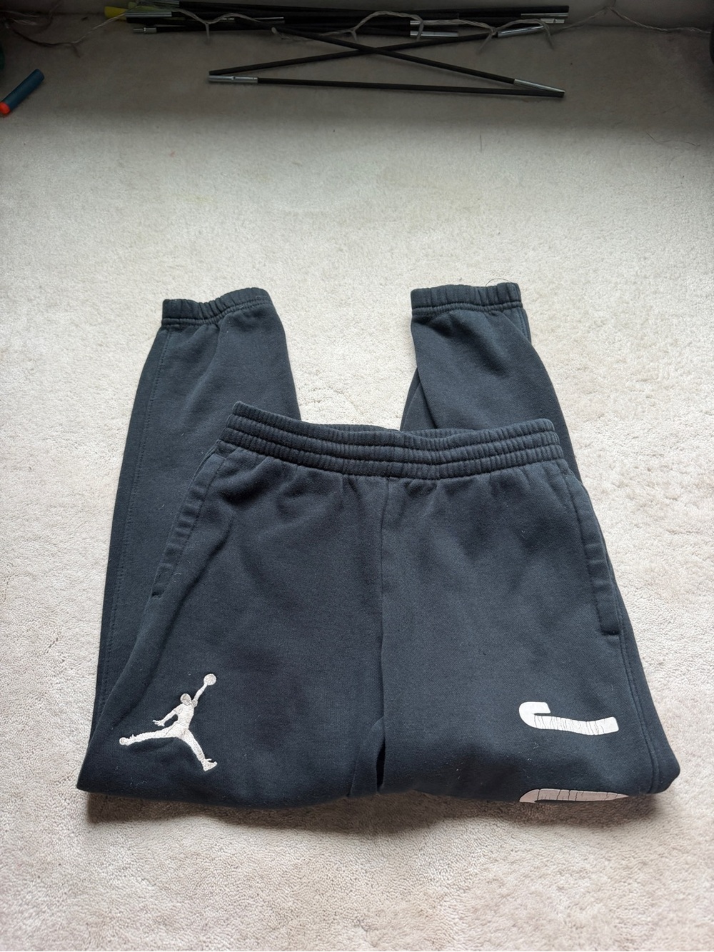 Jordan Kids Black Sweatpants with White Jumpman Logo